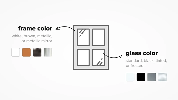 New window customization options: choose the color of the frame and glass