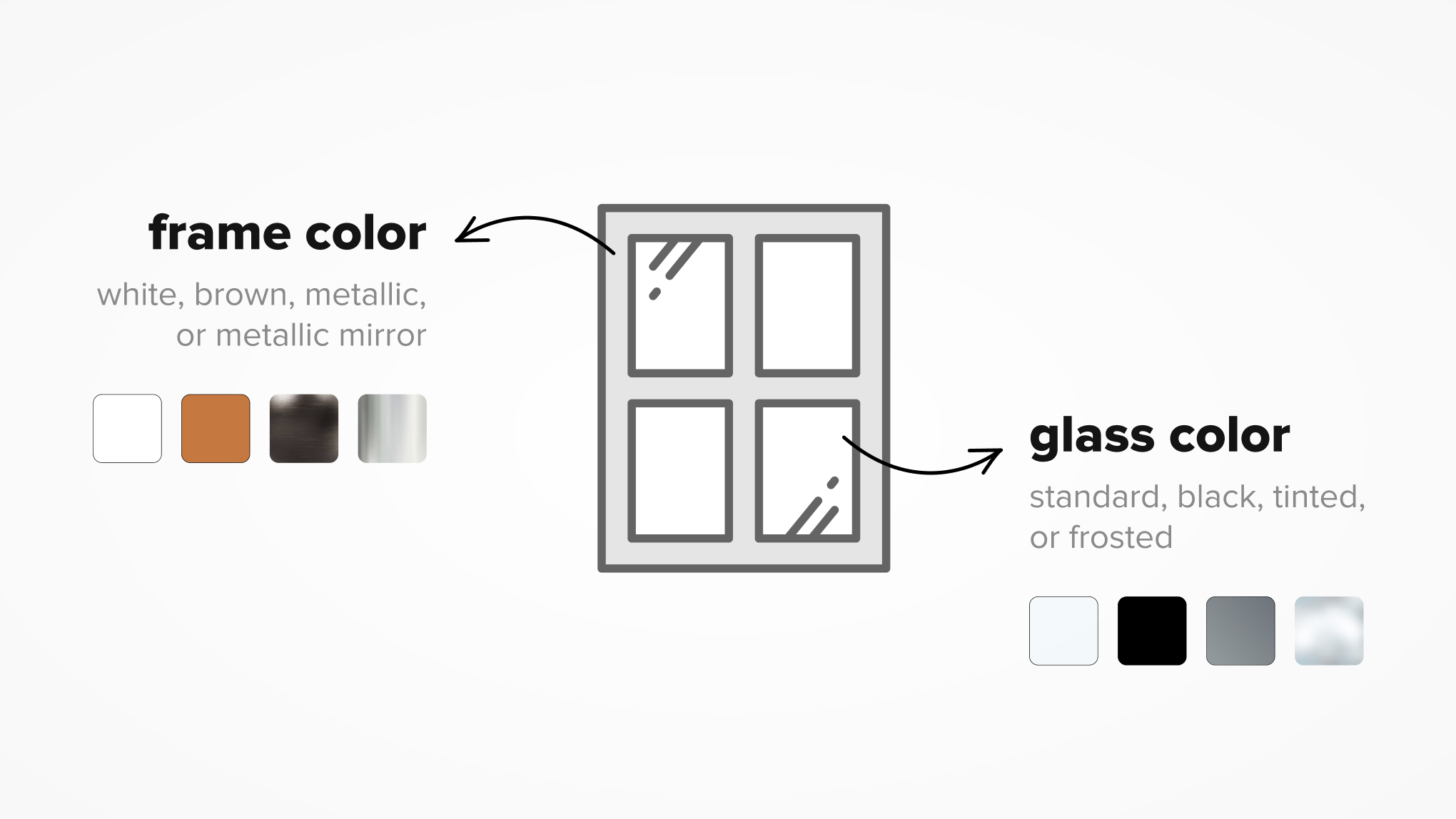 New window customization options: choose the color of the frame and glass New window customization options: choose the color of the frame and glass